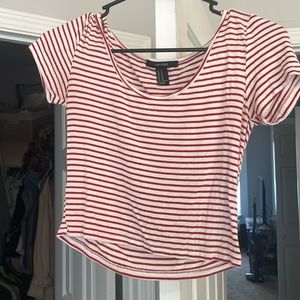 Forever 21 red & white stripe crop top